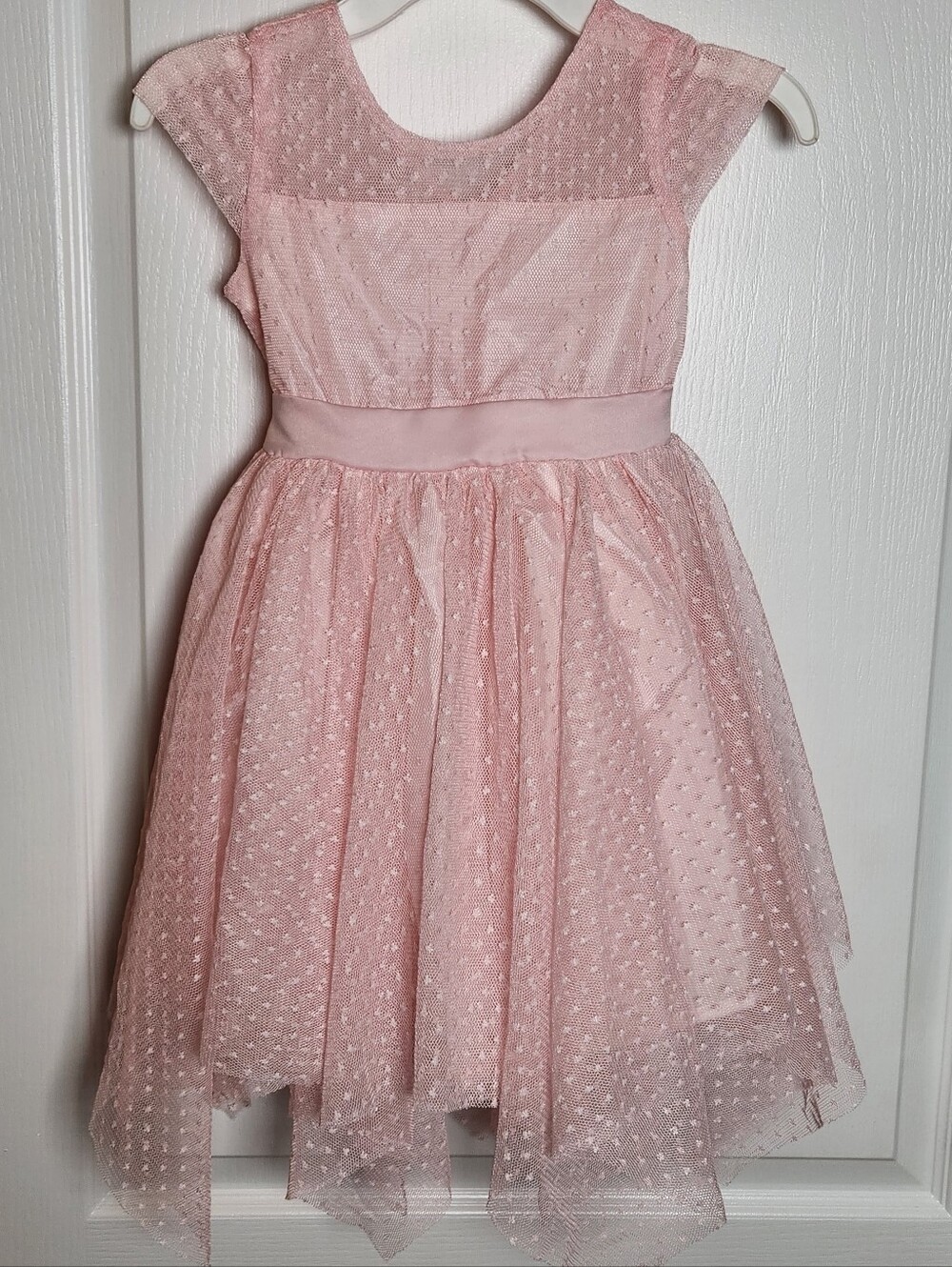 Biscotti Collezioni Girls Size 5 Party Dress Pink Tulle Handkerchief Hem Bow